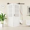 48" x 80" 6-Lites Tempered Frosted Glass Bifold Barn Door, Pre-Assembled MDF Panels Bi Fold Barn Door with 64" Track Kit Included, Paintable Folding Closet Doors Privacy Protection, Easy Installation view 1