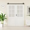 48" x 80" 6-Lites Tempered Frosted Glass Bifold Barn Door, Pre-Assembled MDF Panels Bi Fold Barn Door with 64" Track Kit Included, Paintable Folding Closet Doors Privacy Protection, Easy Installation view 2