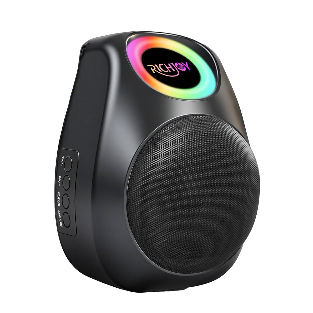 RICHJOY Bluetooth Speaker Powerful Crystal Clear Sound Dual Pairing Wireless Speaker with LED Lights Support FM Radio/TF Card/AUX Playback Player, for Outdoor/Home/Party,Gift Ideas (Black)