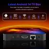 Android 14.0 Smart TV Box 2025, 4GB RAM 128GB ROM TV Box with Dual WiFi 2.4G/5G Ethernet Bluetooth 4.2 Support 4K+ HD Video Playback, Quad-Core Processor for Home Entertainment view 4