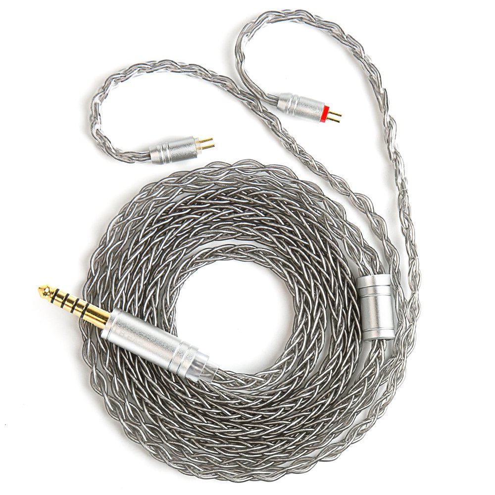 1.5m/4.92ft IEM Cable, KBEAR ST12 MAX 8-strand 4N OFC Silver-plated Upgraded Earphone Cable, 14 Core Earbuds Headphone Extension Wire, in Ear Monitor Cord for Audiophile Musician (Gray, 2PIN 4.4MM)