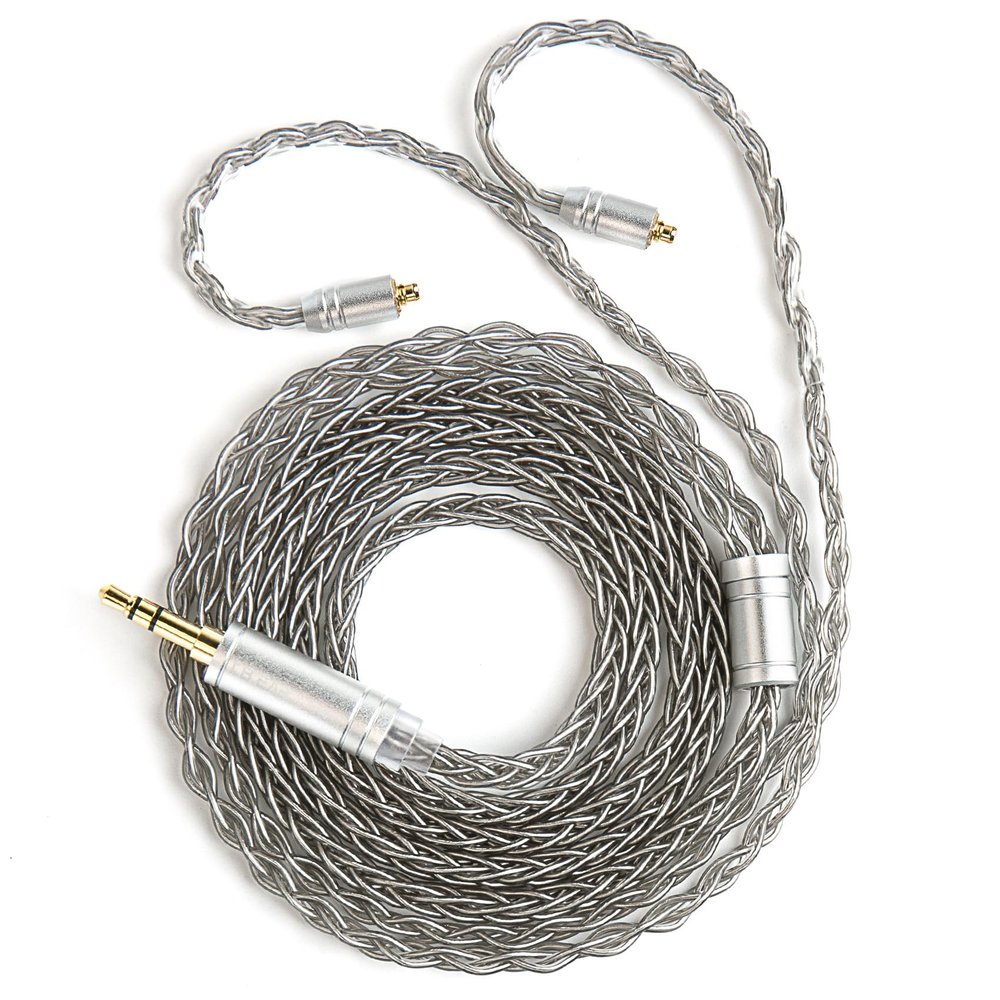 1.5m/4.92ft IEM Cable, KBEAR ST12 MAX 8-strand 4N OFC Silver-plated Upgraded Earphone Cable, 14 Core Earbuds Headphone Extension Wire, in Ear Monitor Cord for Audiophile Musician (Gray, MMCX 3.5MM)