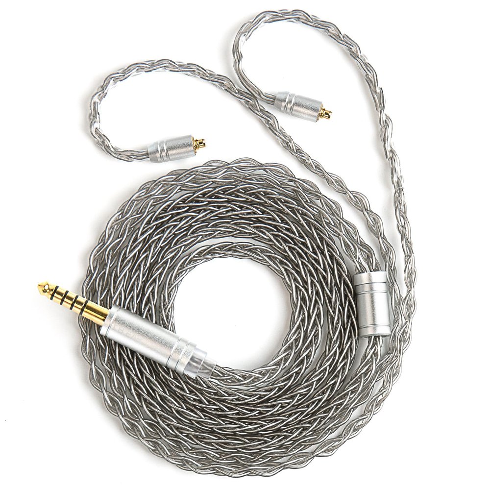 1.5m/4.92ft IEM Cable, KBEAR ST12 MAX 8-strand 4N OFC Silver-plated Upgraded Earphone Cable, 14 Core Earbuds Headphone Extension Wire, in Ear Monitor Cord for Audiophile Musician (Gray, MMCX 4.4MM)