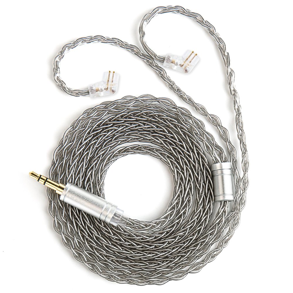 1.5m/4.92ft IEM Cable, KBEAR ST12 MAX 8-strand 4N OFC Silver-plated Upgraded Earphone Cable, 14 Core Earbuds Headphone Extension Wire, in Ear Monitor Cord for Audiophile Musician (Gray, QDC 3.5MM)