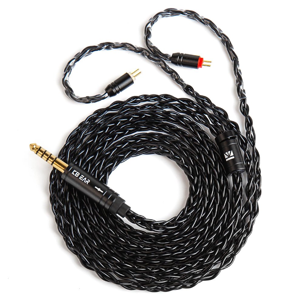1.5m/4.92ft IEM Cable, KBEAR ST12 MAX 8-strand 4N OFC Silver-plated Upgraded Earphone Cable, 14 Core Earbuds Headphone Extension Wire, in Ear Monitor Cord for Audiophile Musician (Black, 2PIN 4.4MM)
