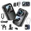 Mini Action Camera 4K Dual Screen,128G Waterproof Motorcycle Cameras, Wearable POV Chest Camera,Thumb Sports Cam,WiFi App Remote Control for Running Cycling Swimming Hiking Adventures Motorcycle view 1