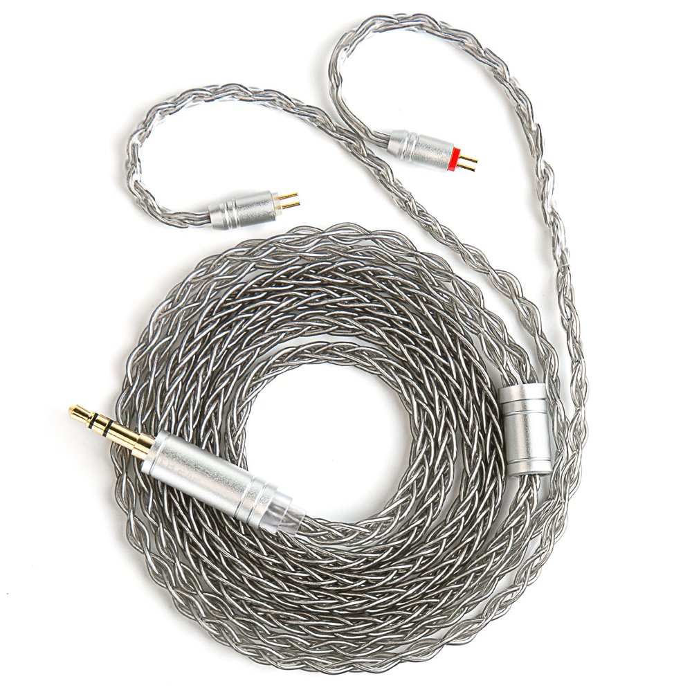 1.5m/4.92ft IEM Cable, KBEAR ST12 MAX 8-strand 4N OFC Silver-plated Upgraded Earphone Cable, 14 Core Earbuds Headphone Extension Wire, in Ear Monitor Cord for Audiophile Musician (Gray, 2PIN 3.5MM)