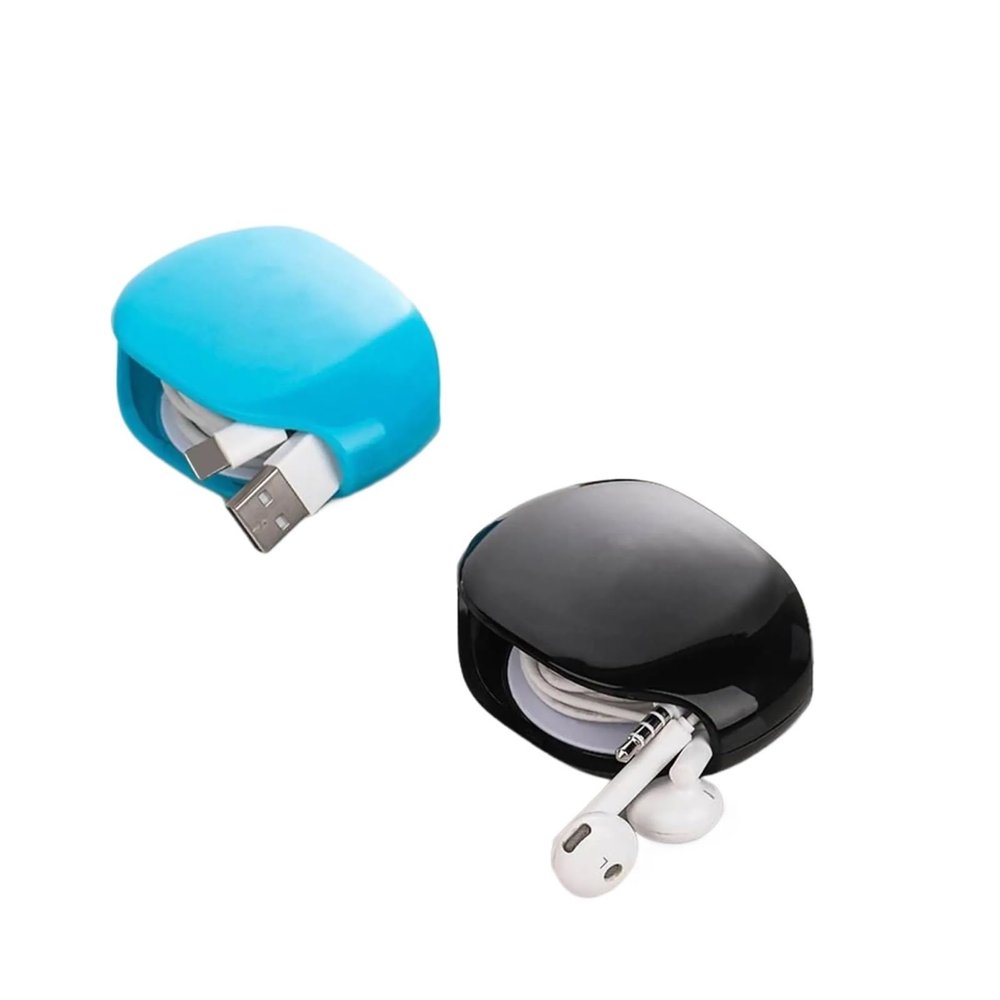 Retractable Cord Organizer 8 Piece Retractable Cable Winder, Travel USB Charger, Data Holder For USB, Headphone, Data Cables(Blue)