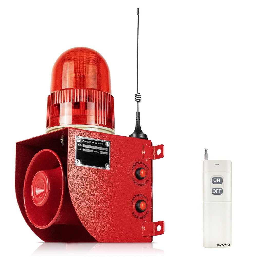 EOKHEOY Wireless Alarm Siren 0.31Mile Range Multitone 120dB Loud Horn Waterproof Security Siren for Industry Business Home Shop Hotel School AC110-120V