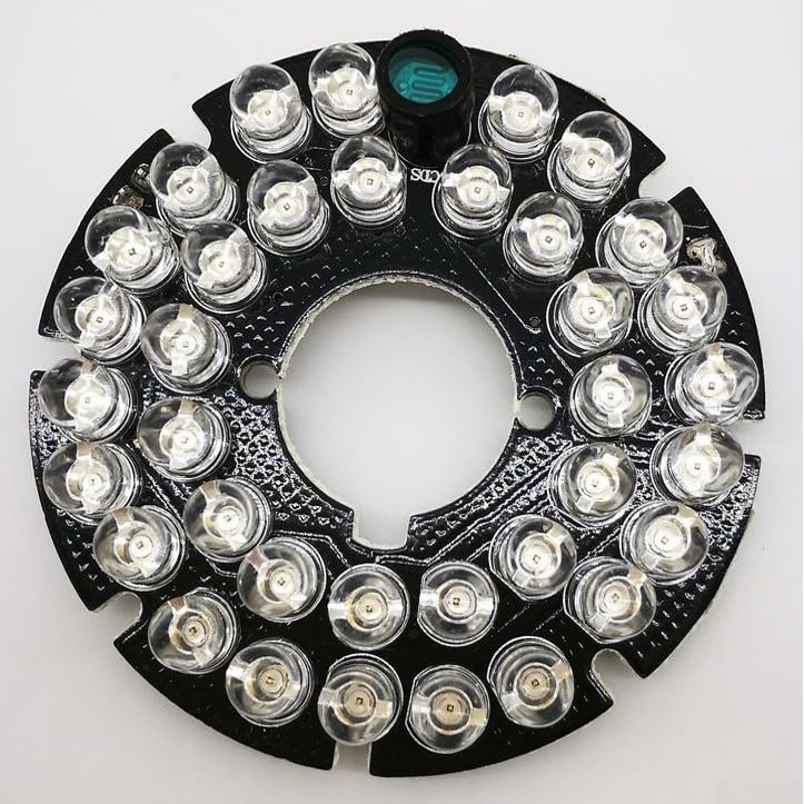 Infrared LED Board 850Nm Wavelength With 36 LEDs For CCTV Night-Vision, Auto Protection Circuit For Security Camera Replacement And Monitoring Applications
