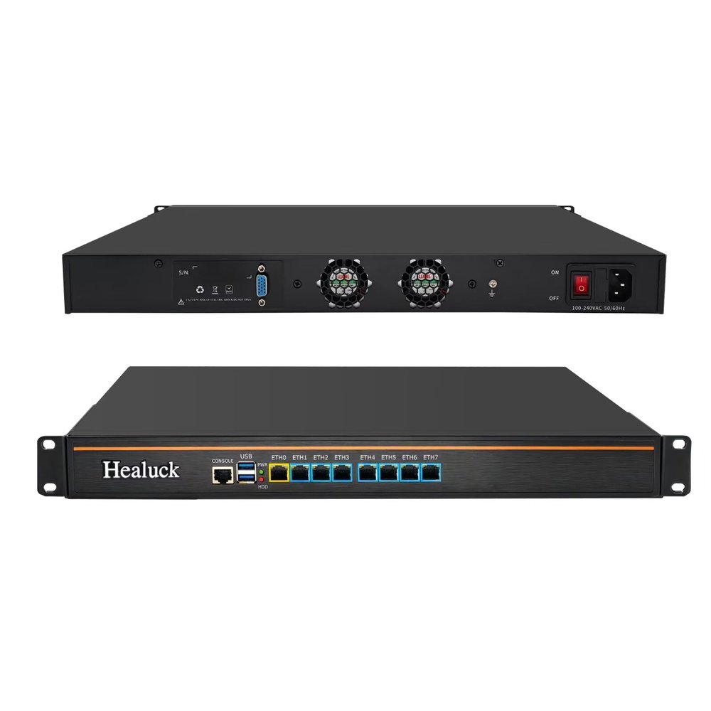 Healuck 1U Firewall Appliance, Core i5 4300M Z87, 8 x i226V 2.5GbE LAN, OPNsense, VPN, 19 Inch 1U Network Rackmount, VGA, Console, USB3.0, DDR3L 0G RAM 0G SSD