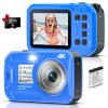 4K Underwater Camera64MP 16FT Waterproof, Floatable, Autofocus, IPS HD Screen, 32GB Card, 16X Digital Zoom,Blue view 1