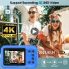 4K Underwater Camera64MP 16FT Waterproof, Floatable, Autofocus, IPS HD Screen, 32GB Card, 16X Digital Zoom,Blue view 2