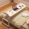 Adjustable Rolling Overbed Table with Wheels - Expandable Wooden Laptop Desk, Height Adjustable, White, Perfect for Bedroom & Living Room Workstations view 1