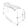 Adjustable Rolling Overbed Table with Wheels - Expandable Wooden Laptop Desk, Height Adjustable, White, Perfect for Bedroom & Living Room Workstations view 2