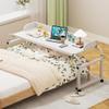 Adjustable Rolling Overbed Table with Wheels - Expandable Wooden Laptop Desk, Height Adjustable, White, Perfect for Bedroom & Living Room Workstations view 3