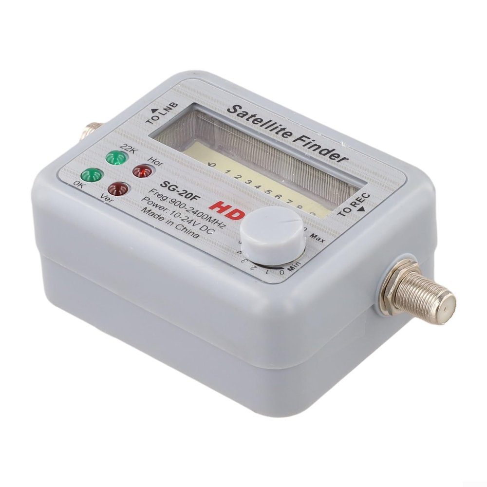 FABULETTA Digital Satellite Signal Meter 950-2150MHz Sensitivity 7dB with Illuminated Display for LNB Alignment Compatible with Dish Network Systems White