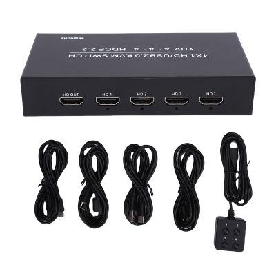 Jectse 4x1 USB2.0 HD KVM Switch,4K 60Hz Multimedia Switcher with 4 USB Type C Ports, 4 Cables for Sharing Display Keyboard Mouse Printer,Supports , OS X, , Plug and Play