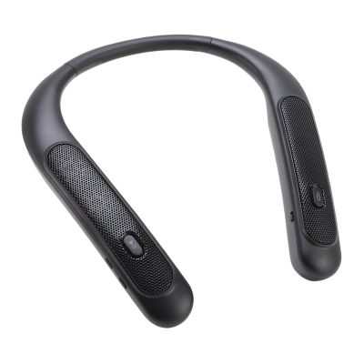 ASHATA Portable Neckband Bluetooth Speaker, Wearable 3D Stereo Sound Neck Speaker Built in Mic, 12H Playtime, Black