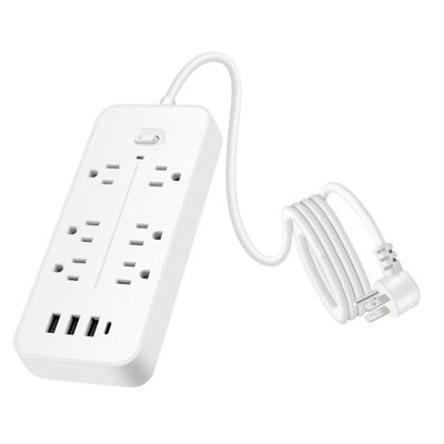 BELLIFFY Multi-Function Household Power Strip Board with Outlets USB Ports Type-c Charging Port Cord White US Plug Safe Electrical for Home and Office Use