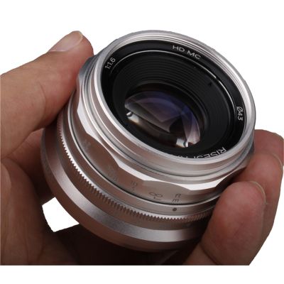 Compatible for Sony E Mount 35mm F1.6 APS-C Manual Focus Prime Lens(Silver,M4/3)