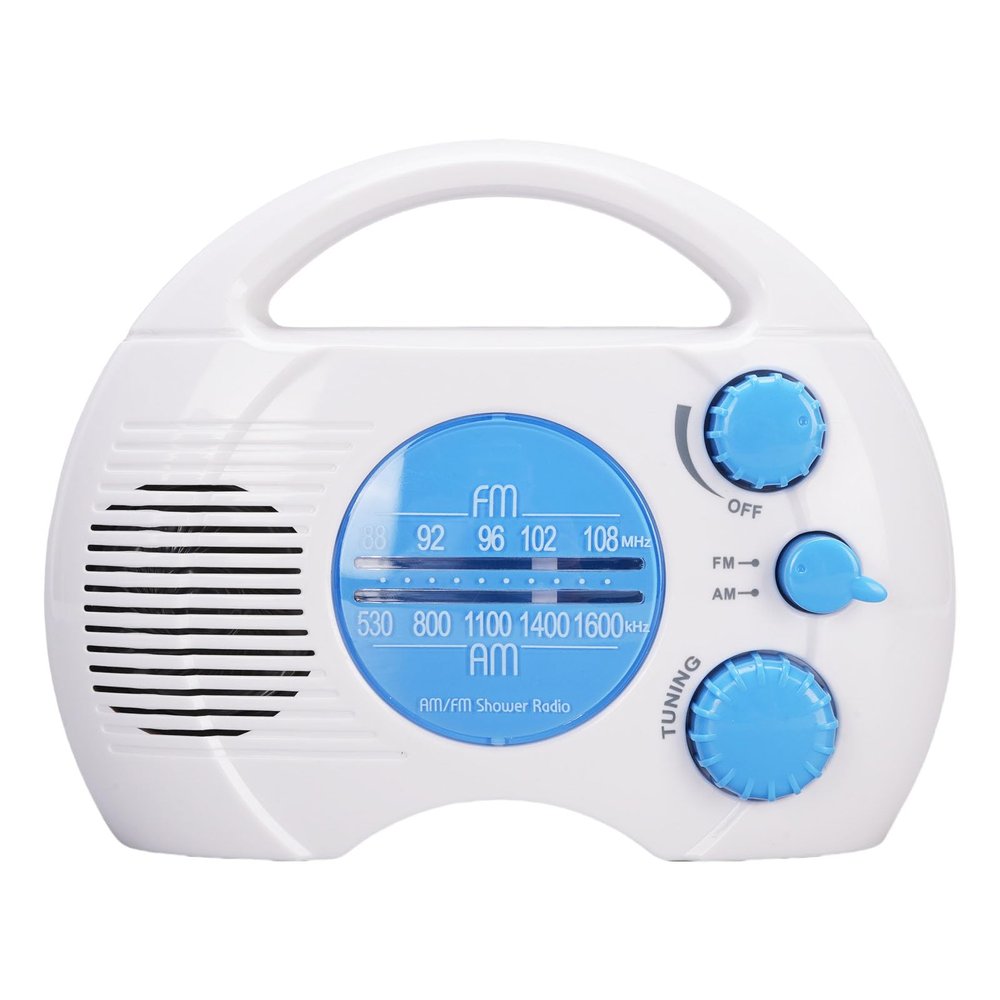 Denash Shower Radio,Water Proof Shower Speaker,Wireless Stereo,Adjustable Volume AM FM Bathroom Radio for Kayak,Beach,Gifts for Unisex