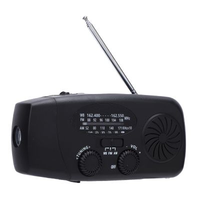 Zunate Emergency Weather Radio, 6000mAh Solar Hand Crank Radio with LED Flashlight, AM FM WB Rechargeable Portable Weather Alert Radio for Home Camping and Outdoor Use (Black)