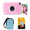 Kodak Printomatic+ Instant Print Digital Camera Starter Bundle + Carrying Case (Blue) + Zink 20pk Sticky-Back Photo Paper - 10MP, Full-Color Photos, GB LED Status Indicator - Pink view 1