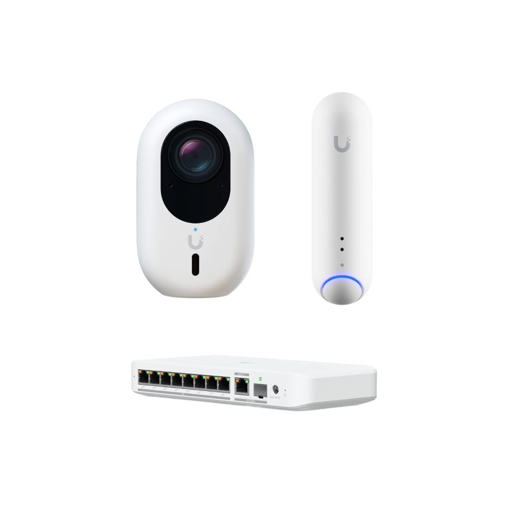 Creative Office Network (Flex-2.5G + UVC-G6-INST + UIS-SNR-AIO) - Flex 2.5G Switch + G6 Instant Camera + Sensor | Smart Workspace Automation & Security Bundle