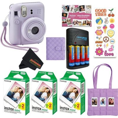 Fujifilm INSTAX MINI 12 Blue Bundle 2025 (60 Sheets, Lilac Purple (Holiday Bundle))