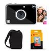 Kodak Printomatic+ Instant Print Digital Camera Starter Bundle + Carrying Case + Zink 20pk Sticky-Back Photo Paper - 10MP, Full-Color Photos, GB LED Status Indicator - Black view 1