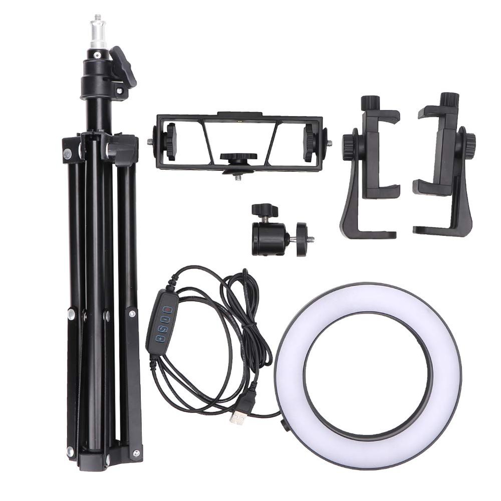 6 Inch LED, Photography Fill with Tr Phone Holder, Dimmable C with 3 Color Modes 10 Brightness s, USB ed for DSLR C Phone Laptop