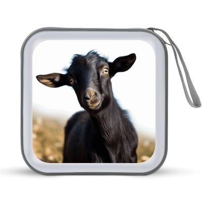 MUSM Cute Black Goat Animal CD Case, 40 Capacity CD/DVD Case Holders Large Storage Disc Wallet Bag Wallet Hard Plastic DVD Disc Cases Storage Binder for Car Home Office Travel