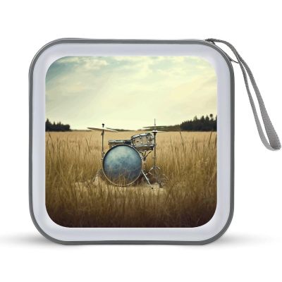 Music Drum in Field CD Case, 40 Capacity CD/DVD Case Holders Large Storage Disc Wallet Bag Wallet Hard Plastic DVD Disc Cases Storage Binder for Car Home Office Travel