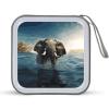MUSM Swimming African Elephant CD Case, 40 Capacity CD/DVD Case Holders Large Storage Disc Wallet Bag Wallet Hard Plastic DVD Disc Cases Storage Binder for Car Home Office Travel view 1