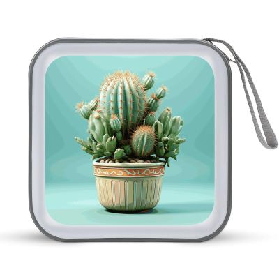 MUSM Cactus Flower Pot CD Case, 40 Capacity CD/DVD Case Holders Large Storage Disc Wallet Bag Wallet Hard Plastic DVD Disc Cases Storage Binder for Car Home Office Travel