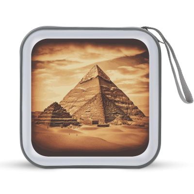 MUSM Vintage Great Egyptian Pyramid CD Case, 40 Capacity CD/DVD Case Holders Large Storage Disc Wallet Bag Wallet Hard Plastic DVD Disc Cases Storage Binder for Car Home Office Travel