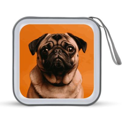 MUSM A Pug CD Case, 40 Capacity CD/DVD Case Holders Large Storage Disc Wallet Bag Wallet Hard Plastic DVD Disc Cases Storage Binder for Car Home Office Travel