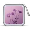 MUSM Flowers on Purple Background CD Case, 40 Capacity CD/DVD Case Holders Large Storage Disc Wallet Bag Wallet Hard Plastic DVD Disc Cases Storage Binder for Car Home Office Travel view 1