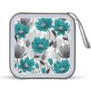 MUSM Teal Grey And White Floral CD Case, 40 Capacity CD/DVD Case Holders Large Storage Disc Wallet Bag Wallet Hard Plastic DVD Disc Cases Storage Binder for Car Home Office Travel view 1