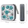 MUSM Teal Grey And White Floral CD Case, 40 Capacity CD/DVD Case Holders Large Storage Disc Wallet Bag Wallet Hard Plastic DVD Disc Cases Storage Binder for Car Home Office Travel view 2