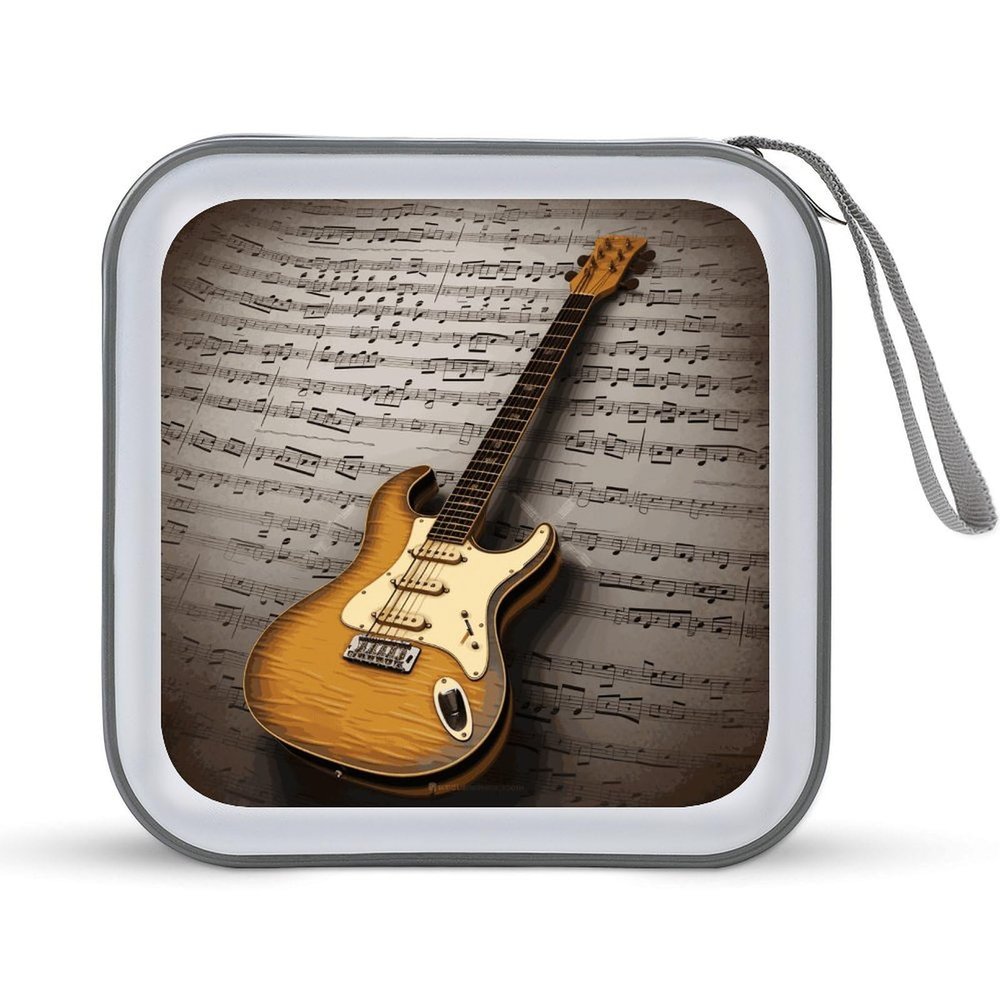 MUSM Note Guitar CD Case, 40 Capacity CD/DVD Case Holders Large Storage Disc Wallet Bag Wallet Hard Plastic DVD Disc Cases Storage Binder for Car Home Office Travel