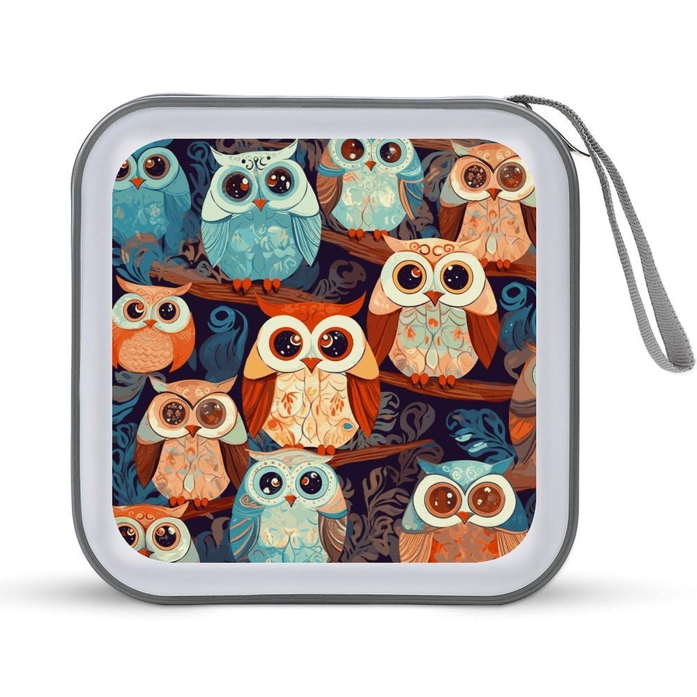 MUSM Anime Owl_77921330 CD Case, 40 Capacity CD/DVD Case Holders Large Storage Disc Wallet Bag Wallet Hard Plastic DVD Disc Cases Storage Binder for Car Home Office Travel