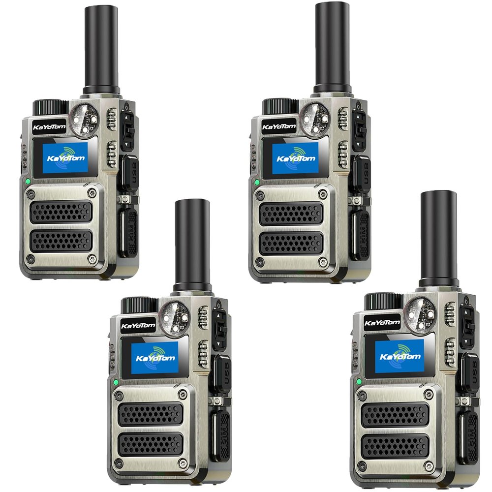 [5000+ Miles Range] Unlimited Range Walkie Talkies 4G LTE Long Range with Nationwide & Global Range via Free SIM Card,SOS Alert Poc Radios for Hiking,Truck Fleet,Construction site4 Pack