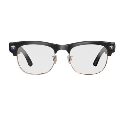 Barydee Smart Glasses with Built-in Camera, Black Semi-Rimless Frame, Clear Lens, Video Recording Eyewear.