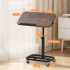 alentar Large-Size Portable Laptop Rolling Desk with Wheels, Adjustable Height and Tilt Top Stable Mobile Over-Bed Table for Home Use - Brown view 2