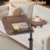 alentar Large-Size Portable Laptop Rolling Desk with Wheels, Adjustable Height and Tilt Top Stable Mobile Over-Bed Table for Home Use - Brown view 3