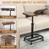 alentar Large-Size Portable Laptop Rolling Desk with Wheels, Adjustable Height and Tilt Top Stable Mobile Over-Bed Table for Home Use - Brown view 4