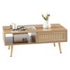 55.12" Rattan TV Cabinet, Double Sliding Doors for Storage, Adjustable Shelf, Solid Wood Legs, TV Console for Living Room,for The Living Room view 4