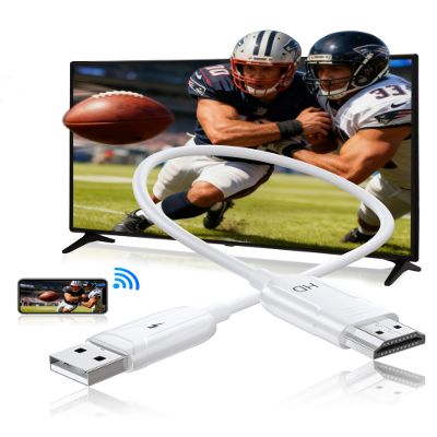Wireless HDMI Display Adapter, Wireless HDMI Cable for AirPlay/Miracast to 1080P HDTV Big Screen Mirroring Dongle Adapter Receiver Only Design, for MacOS/iOS/Android/Windows, No App/Wi-Fi/Bluetooth